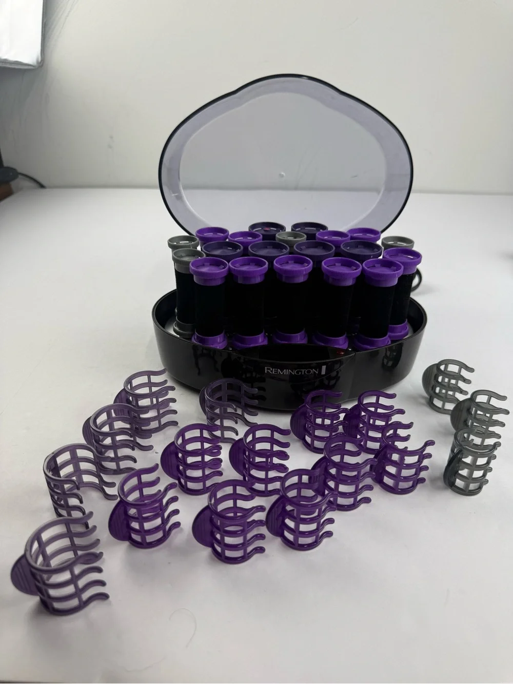 Remington Hot Rollers Curlers Model KF-201, 20 Velvet 3 Sizes Clips WORKS